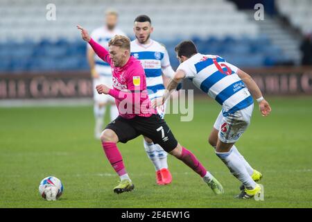 London, Großbritannien. Januar 2021. Kamil Jóźwiak von Derby County während des EFL Sky Bet Championship-Spiels zwischen Queens Park Rangers und Derby County im Kiyan Prince Foundation Stadium, London, England am 23. Januar 2021. Foto von Salvio Calabrese. Nur redaktionelle Verwendung, Lizenz für kommerzielle Nutzung erforderlich. Keine Verwendung bei Wetten, Spielen oder Veröffentlichungen einzelner Vereine/Vereine/Spieler. Kredit: UK Sports Pics Ltd/Alamy Live Nachrichten Stockfoto