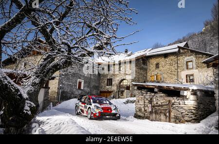 69 Kalle ROVANPERA (FIN), Jonne HALTTUNEN (FIN), TOYOTA GAZOO RACING WRT, TOYOTA Yaris WRC, Aktion während der WRC World Rally Car Championship 2021, Rallye Monte Carlo am 20. Bis 24. Januar 2021 in Monaco - Foto Francois Flamand / DPPI / LiveMedia Stockfoto