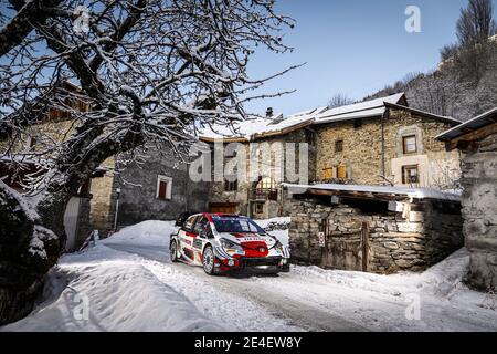 69 Kalle ROVANPERA (FIN), Jonne HALTTUNEN (FIN), TOYOTA GAZOO RACING WRT, TOYOTA Yaris WRC, Aktion während der WRC World Rally Car Championship 2021, Rallye Monte Carlo am 20. Bis 24. Januar 2021 in Monaco - Foto Francois Flamand / DPPI / LiveMedia Stockfoto