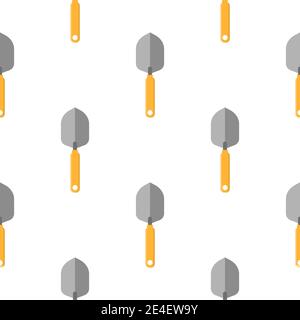 Nahtloses Muster mit Cartoon kleine Schaufeln auf weißem Hintergrund. Gartenspaten. Gartenwerkzeug. Vektorgrafik für jedes Design. Stock Vektor
