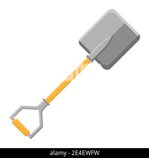 Cartoon Schaufel Symbol auf weißem Hintergrund isoliert. Gartenspaten. Gartenwerkzeug. Vektor-Illustration im Cartoon-Stil für Ihr Design. Stock Vektor