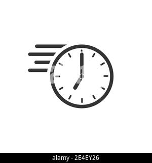 Ein flaches Uhrensymbol. Schnelle Flugzeit. Stock Vektor