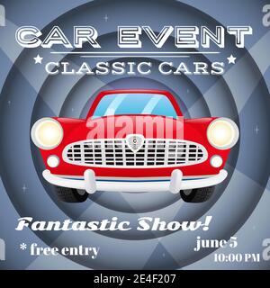 Retro-Oldtimer zeigen Event Auto Werbung Poster Vektor Illustration Stock Vektor