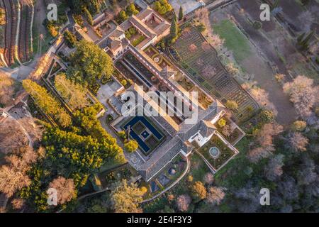 Granada Spanien Dezember 2020 Luftaufnahme des Alhambra Palastes In sabikah Hügel Granada Spanien Stockfoto