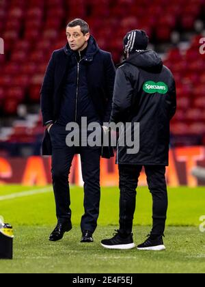 Hampden Park Stadium, Glasgow, Schottland, Großbritannien. 23. Januar 2021 Jack Ross Hibernian Manager während der Betfred Cup Halbfinale gegen St Johnstone gegen Hibernian Kredit: Alan Rennie/Alamy Live News Stockfoto