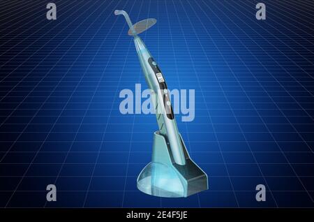 Visualisierung 3d-cad-Modell der zahnärztlichen Aushärtung Licht, Blaupause. 3D-Rendering Stockfoto