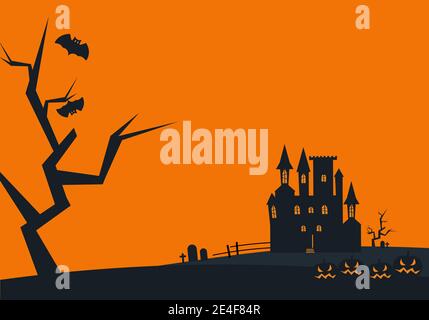 Draculas Schloss oder Spukhaus bei Nacht Stock Vektor