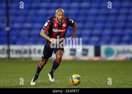 Birkenhead, Großbritannien. Januar 2021. Alex John-Baptiste von Bolton Wanderers in Aktion. EFL Skybet Football League Two Match, Tranmere Rovers gegen Bolton Wanderers im Prenton Park, Birkenhead, Wirral am Samstag, 23. Januar 2021. Dieses Bild darf nur für redaktionelle Zwecke verwendet werden. Nur redaktionelle Verwendung, Lizenz für kommerzielle Nutzung erforderlich. Keine Verwendung in Wetten, Spiele oder ein einzelner Club / Liga / Spieler Publikationen.pic von Chris Stading / Andrew Orchard Sport Fotografie / Alamy Live News Kredit: Andrew Orchard Sport Fotografie / Alamy Live News Stockfoto