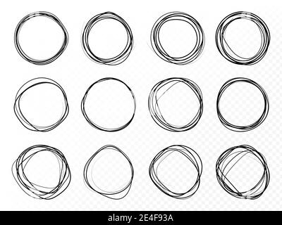 Handgezeichnete Kreislinie Skizze Runde Vektorfelder der Schrift Kreise für mit Stift gemalte Nachrichten Stock Vektor