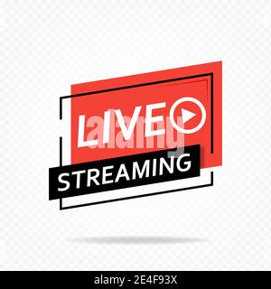 Live-Übertragung. Das rote Symbol für Live-Übertragung und Live-Übertragung, Rundfunk, Online-Übertragung. Vektorgrafik Stock Vektor