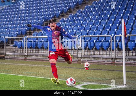 Basel, Schweiz. Januar 2021. 23.01.2021, Basel, St. Jakob-Park, Fußball-Superliga: FC Basel 1893 - FC Zürich, Luca Zuffi (Basel) Quelle: SPP Sport Pressefoto. /Alamy Live Nachrichten Stockfoto