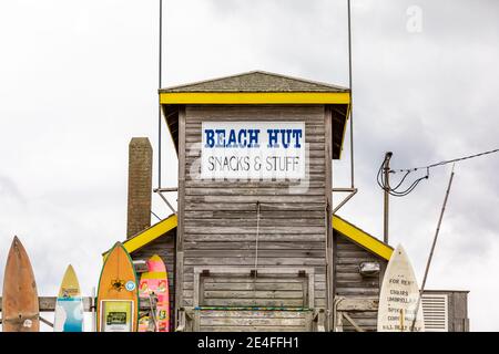 Die Strandhütte in Amagansett an einem kalten Wintertag Stockfoto