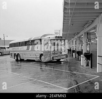 Greyhound-Bus am San Francisco Busbahnhof in der 7th Street zwischen Mission und Market Street. Kalifornien, 1980 Stockfoto