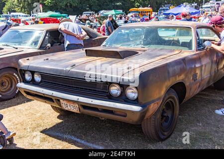 Rusty Plymouth Rattenauto bei Stars & Stripes classic American Autoschau Tatton Park Stockfoto