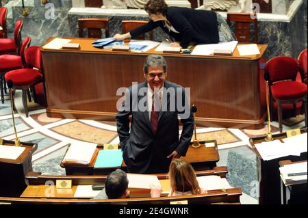 Christian Blanc Secretaire d'Etat Charge du Developpement de la Region capitale lors du debat a l'Assemblee Nationale sur 'Le Grand Paris', Paris, Frankreich, 26. November 2009. Photo Mousse/ABACAPRESS.COM Stockfoto