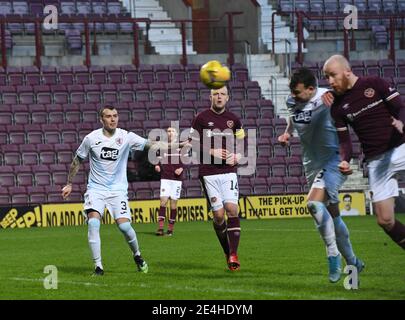 Tynecastle Park, Edinburgh, Schottland. Januar 21. Scottish Championship Match .Hearts vs Raith Rovers Pic zeigt .Hearts Liam Boyce führt nach Hause 1. Tor vs Raith Rovers Credit: eric mccowat/Alamy Live News Stockfoto