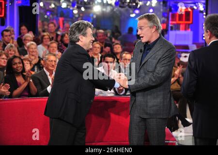 Jean-Louis Borloo, Christophe Lambert lors de l'enregistrement de l'Emission Vivement Dimanche a Paris, France, le 10 novembre 2009. Foto Max Colin/ABACAPRESS.COM Stockfoto