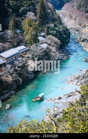 Hozugawa Fluss in Arashiyama Kyoto Stadt, Japan Stockfoto