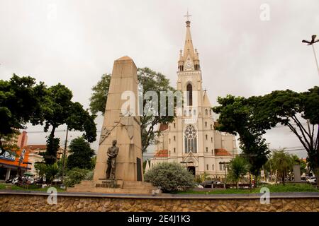 Jau / Sao Paulo / Brasilien - 02 21 2020: Mutterkirche unserer Lieben Frau von Patronat (Nossa Senhora do Patrocínio), touristische und religiöse wichtiger Punkt Stockfoto