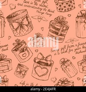 Nahtlose Geschenkboxen vorliegenden Muster Hintergrund-Vektor-illustration Stock Vektor