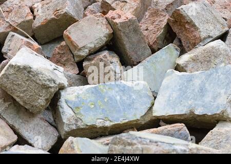 Stapel von alten gebrauchten Ziegel Nahaufnahme Stockfoto