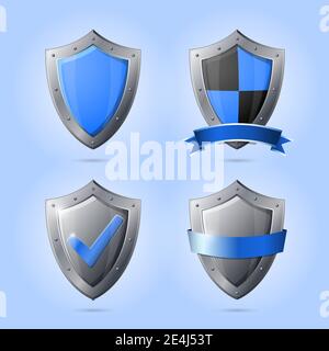 Sammlung von Schild Embleme für Sicherheitskonzepte Schutz oder Sicherheit isoliert Vektor-illustration Stock Vektor