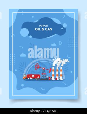 Öl- und Gasindustrie Konzept für Vorlage von Bannern, Flyer, Bücher Cover, Magazin Vektor Illustration Stockfoto