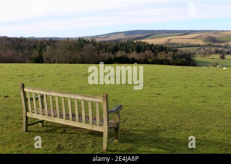 Blick von oben West Dean Gardens, Chichester, West Sussex. Blick in Richtung Süden. Stockfoto
