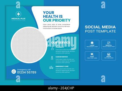 Gesundheitswesen und medizinische soziale Medien Post Banner oder Quadrat Flyer Stock Vektor