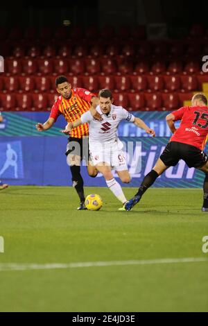 Benevento, Italien. Januar 2021. Andrea Belotti beim Fußballspiel zwischen Benevento Calcio und dem FC Turin im Stadio Comunale Ciro Vigorito in Benevento. Endergebnis Benevento vs Torino FC 2-2 (Foto: Salvatore Esposito/Pacific Press) Quelle: Pacific Press Media Production Corp./Alamy Live News Stockfoto