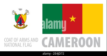Vektor-Set des Wappens und der Nationalflagge Kamerun Stock Vektor