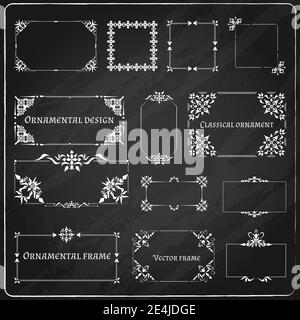 Vintage floral klassische kalligraphische Retro-Vignette elegante Rahmen ornamental Kreidetafel Designelemente schwarz setzen isolierte Vektordarstellung Stock Vektor