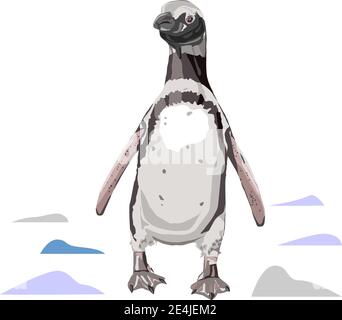 Magellanic Pinguin. Wildes Tier. Handgezeichnete Skizze auf weißem Hintergrund Vektorgrafik. Stock Vektor