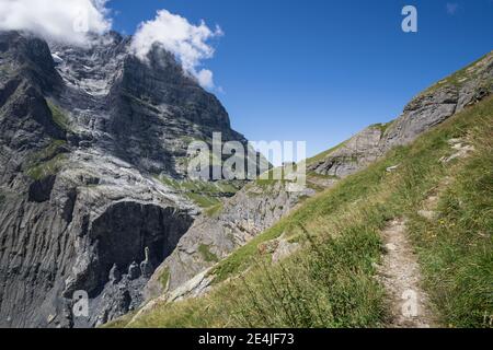 Alpenweg am Unteren Grindelwaldgletscher, bei Grindelwald, im Berner Oberland, Schweiz Stockfoto