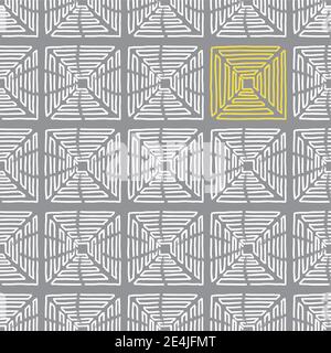 Handgezeichnete Pyramiden. Nahtlose geometrische Hintergrund Muster in gelben und grauen Farben Vektor-Illustration. Stock Vektor