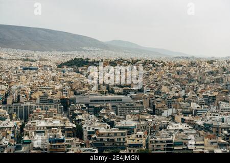 Fernansicht einer Stadtlandschaft von oben Stockfoto