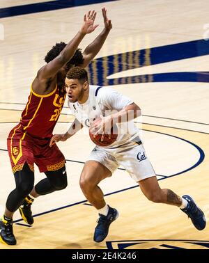 Hass Pavilion. Januar 2021. CA U.S.A. der kalifornische Wachmann Matt Bradley (20) fährt während des NCAA Basketballspiels zwischen den USC Trojanern und den California Golden Bears 68-76, die im Hass Pavilion verloren wurden, zum Reifen. Thurman James/CSM/Alamy Live News Stockfoto