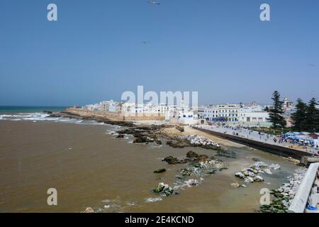 Die Medina von Essaouira von der Scala des Hafens aus gesehen. Marokko Stockfoto