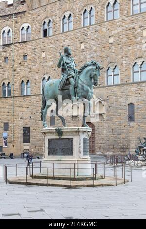 Reiterstatue von Cosimo de' Medici, Florenz, Italien Stockfoto