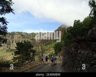 Kap Verde, Wandergruppe, auf der Insel Santo Antao. Stockfoto