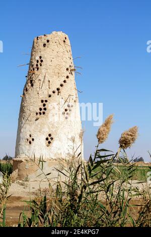 Altes Dovecote aus Lehm im ägyptischen Dorf von Bawiti Stockfoto