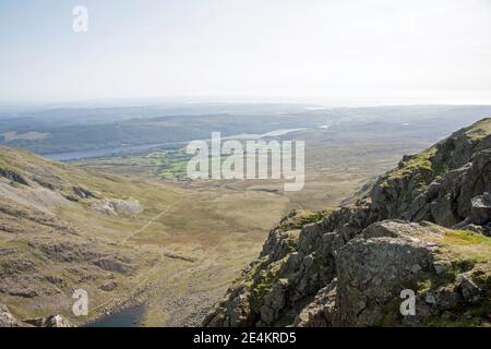 Goat's Water und Coniston Water vom Gipfel des Dow Crag Coniston The Lake District Cumbria England Stockfoto