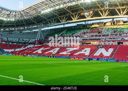 Kasan, Russland – 28. Juni 2017. Tribüne des Kazan Arena Stadions in Kazan vor dem FIFA Confederations Cup 2017 Halbfinale Portugal gegen Chile. Stockfoto