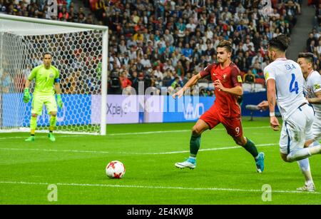 Kasan, Russland – 28. Juni 2017. Portugal Fußball-Nationalmannschaft Stürmer Andre Silva in Aktion während FIFA Confederations Cup 2017 Halbfinale Portugal V Stockfoto