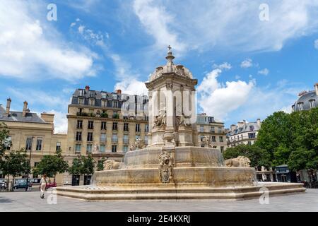 Brunnen des Heiligen Sulpice, Paris, Frankreich Stockfoto