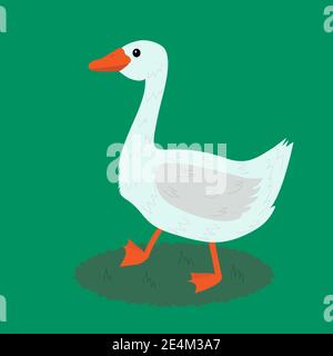 Gans auf Gras Cartoon Stylee für Web Stock Vektor