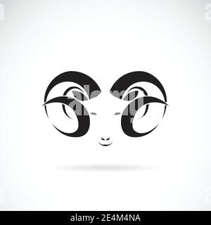 Vektorbild eines großen Widders auf weißem Hintergrund Stock Vektor