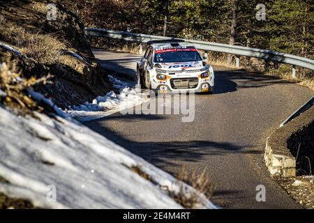 55 Yoann BONATO (FRA), Benjamin BOULLOUD (FRA), CITROEN C3, RC2 Rally2, Aktion während der WRC World Rally Car Championship 2021, Rallye Monte Carlo am 20. Bis 24. Januar 2021 in Monaco - Foto GrÃ&#x83;Â©Gory Lenormand / DPPI / LiveMedia Stockfoto