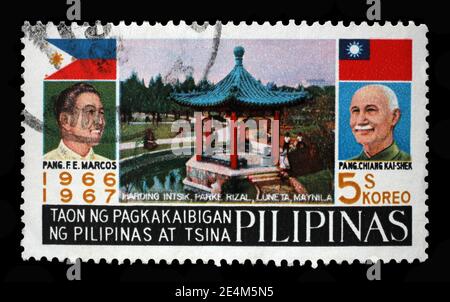 Briefmarke gedruckt auf den Philippinen zeigt Freundschaft mit Taiwan, um 1967 Stockfoto