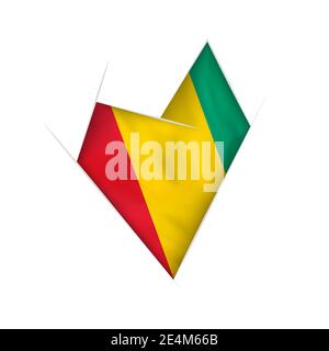 Skizziertes schräges Herz mit Flagge von Guinea Stock Vektor